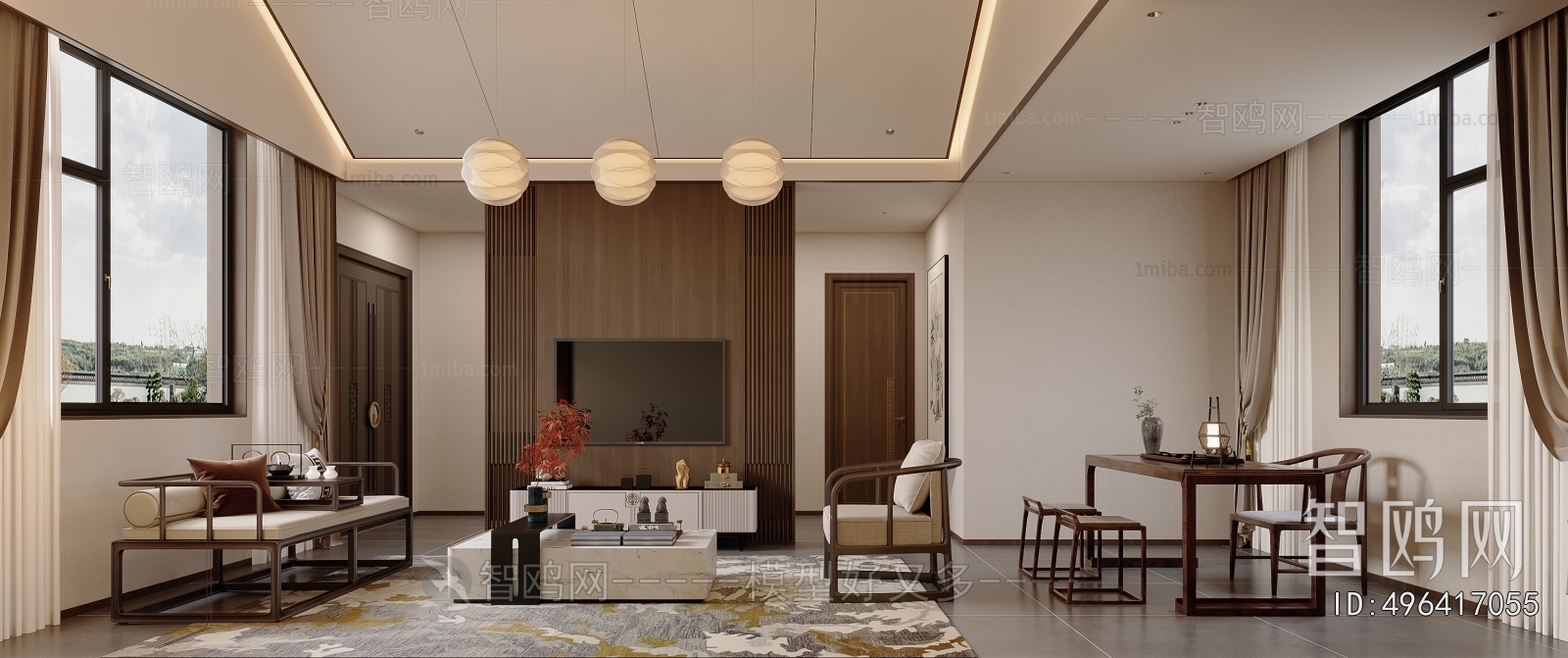 New Chinese Style A Living Room