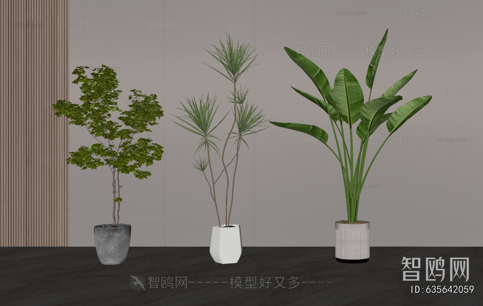 现代落地绿植盆栽组合