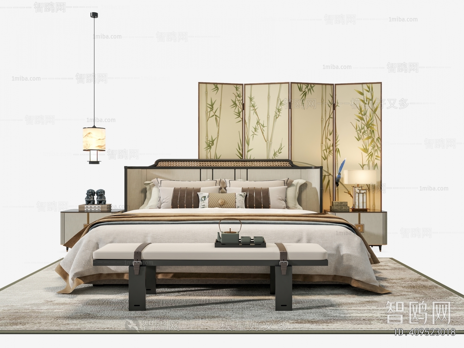 New Chinese Style Double Bed