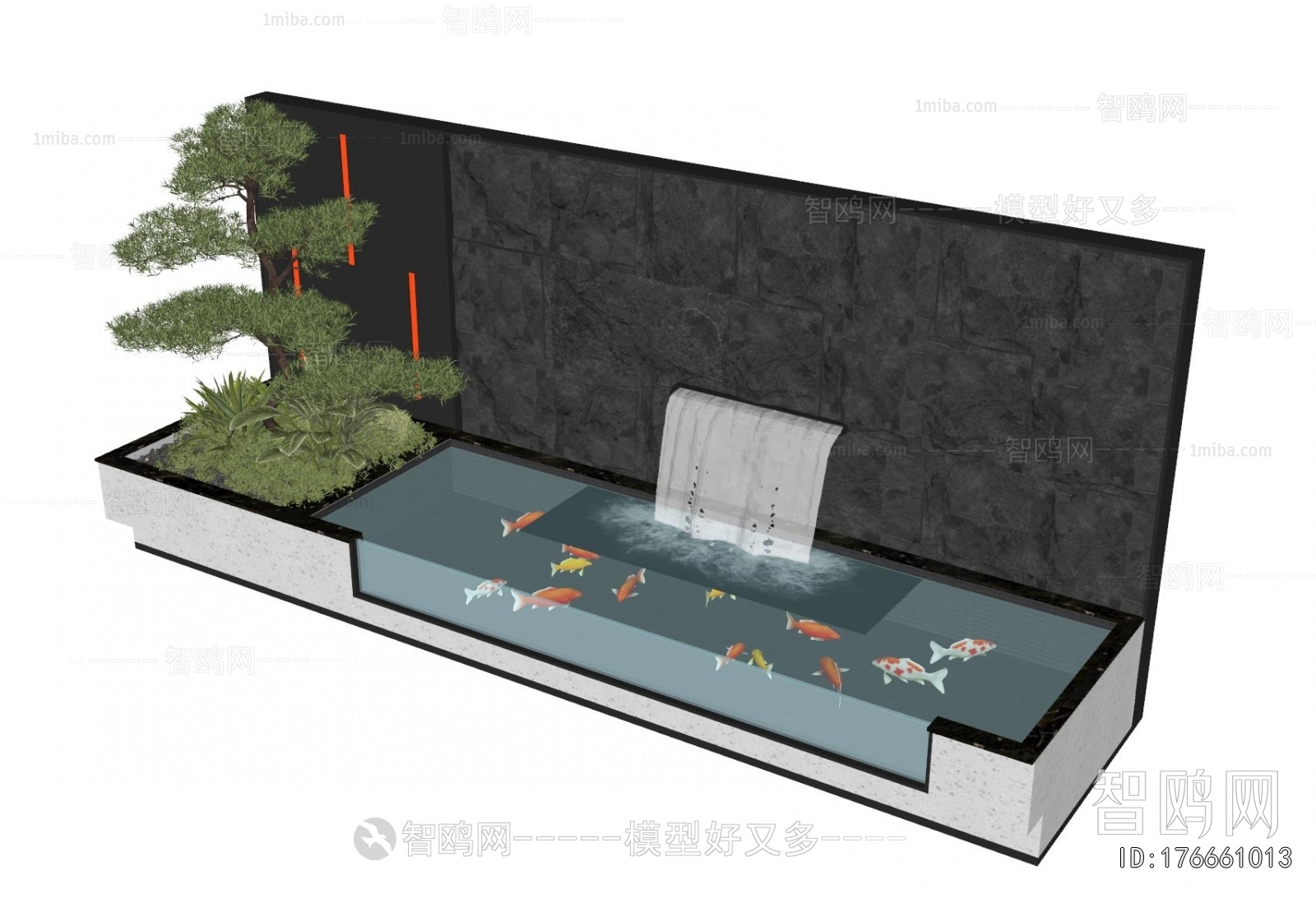 现代庭院鱼池水景