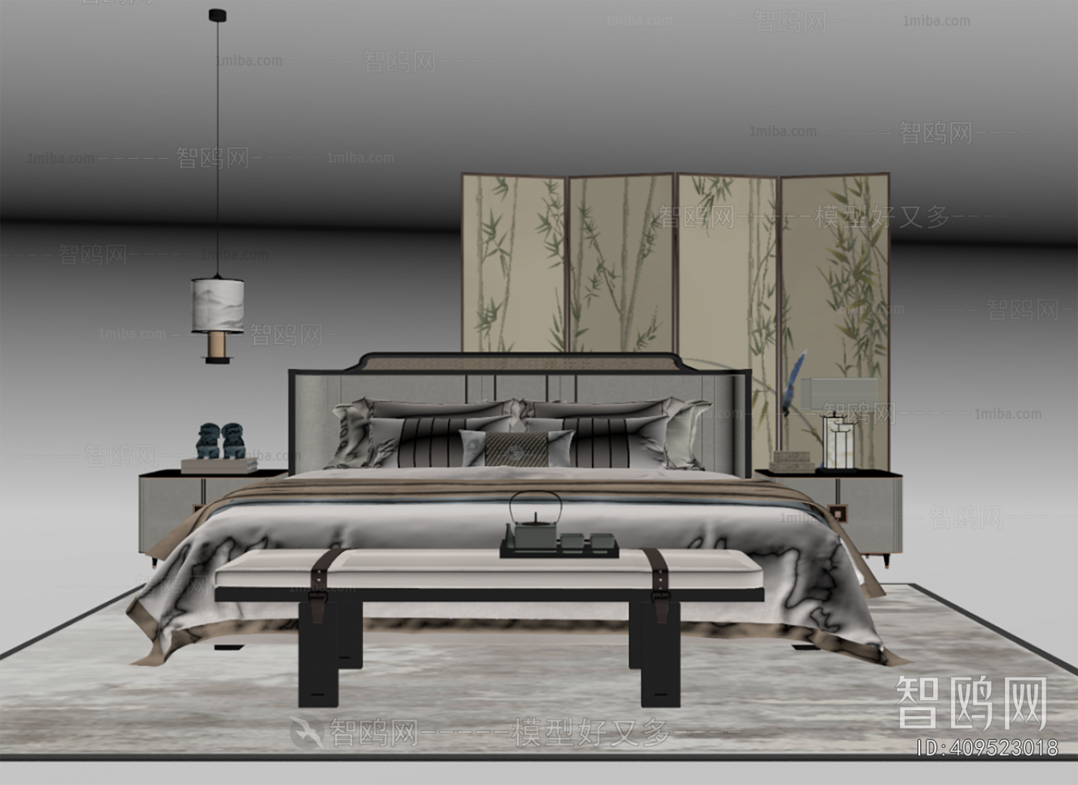 New Chinese Style Double Bed