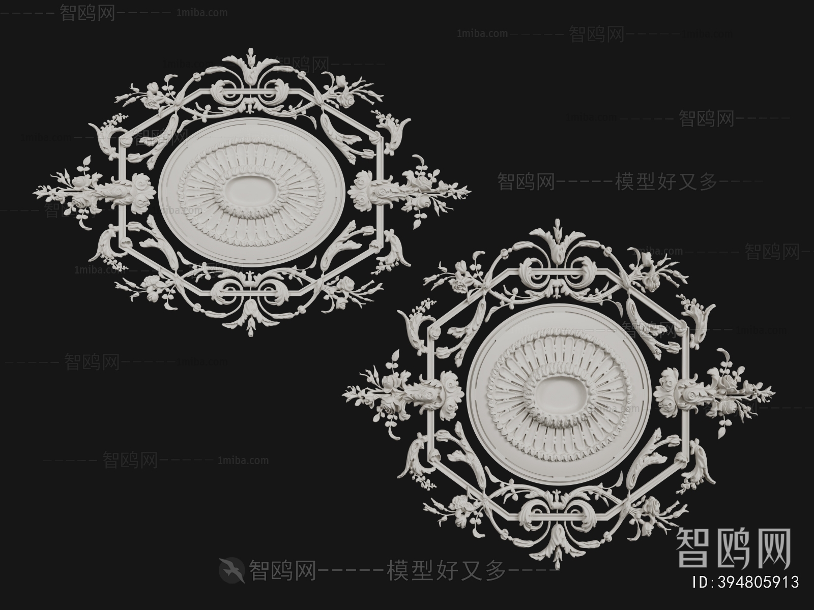 French Style Plaster Carved Top Plate