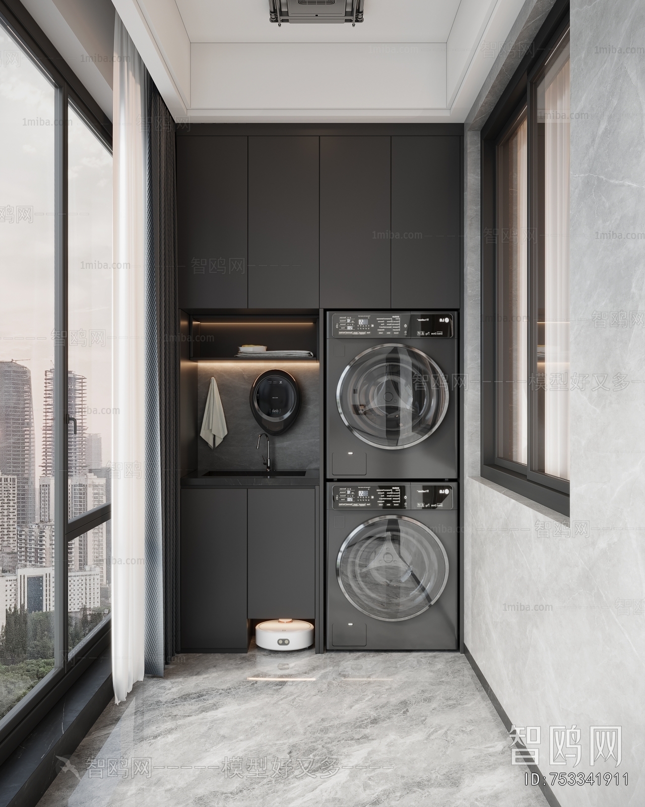 Modern Balcony Laundry Room