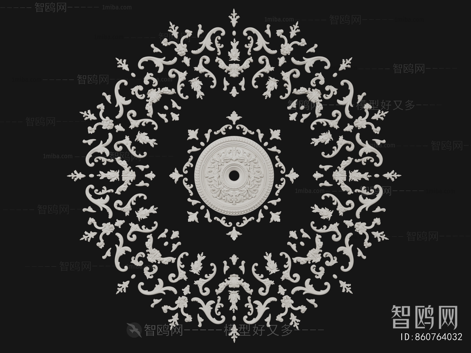 French Style Plaster Carved Top Plate