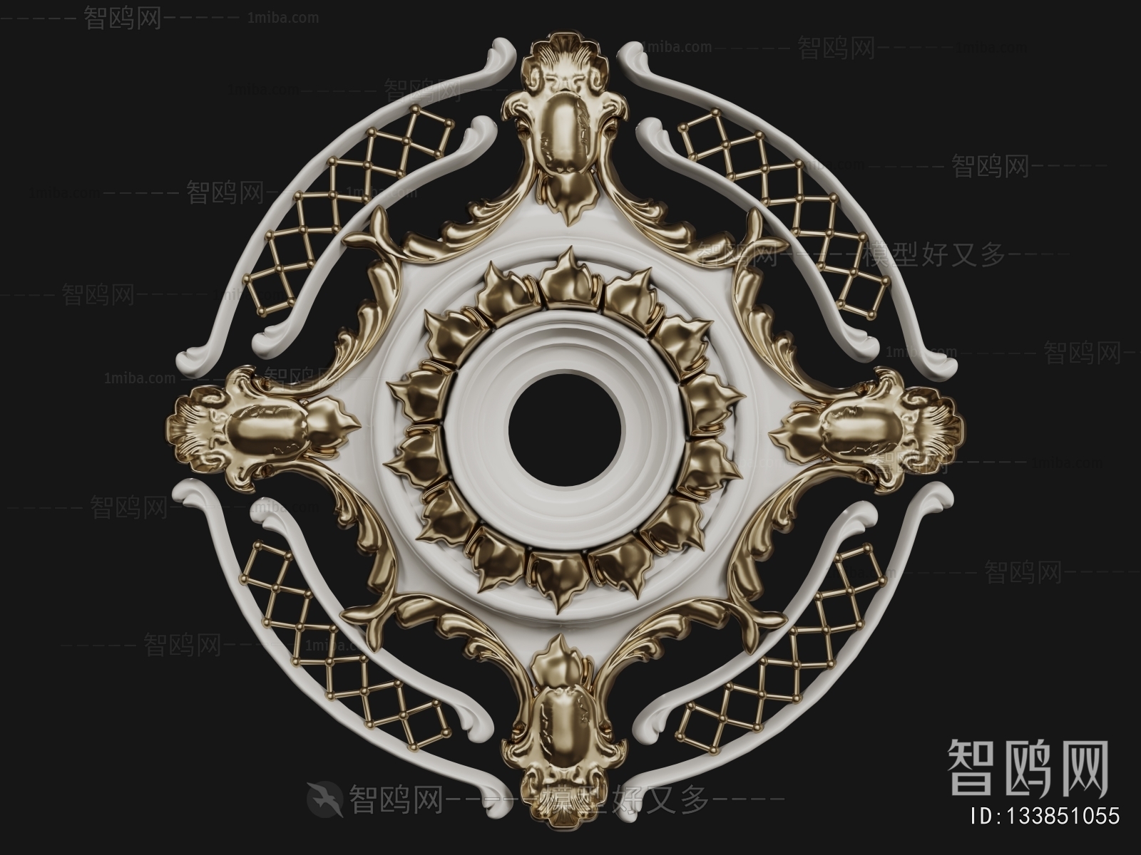 French Style Plaster Carved Top Plate