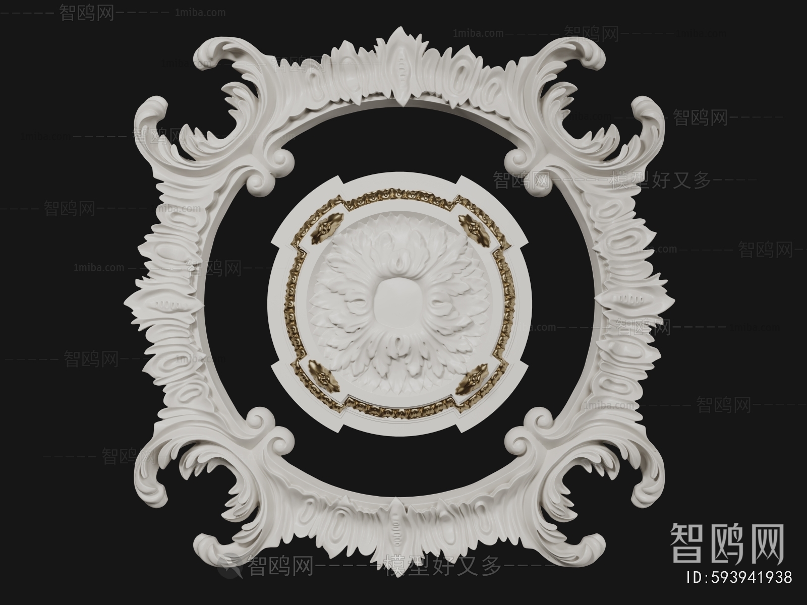 French Style Plaster Carved Top Plate