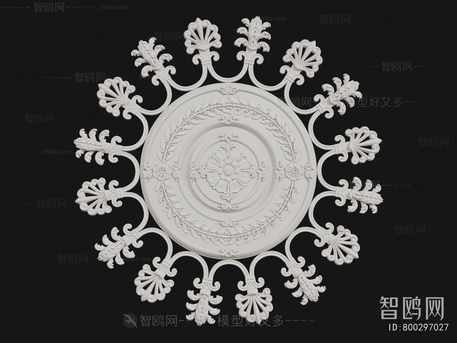 French Style Plaster Carved Top Plate
