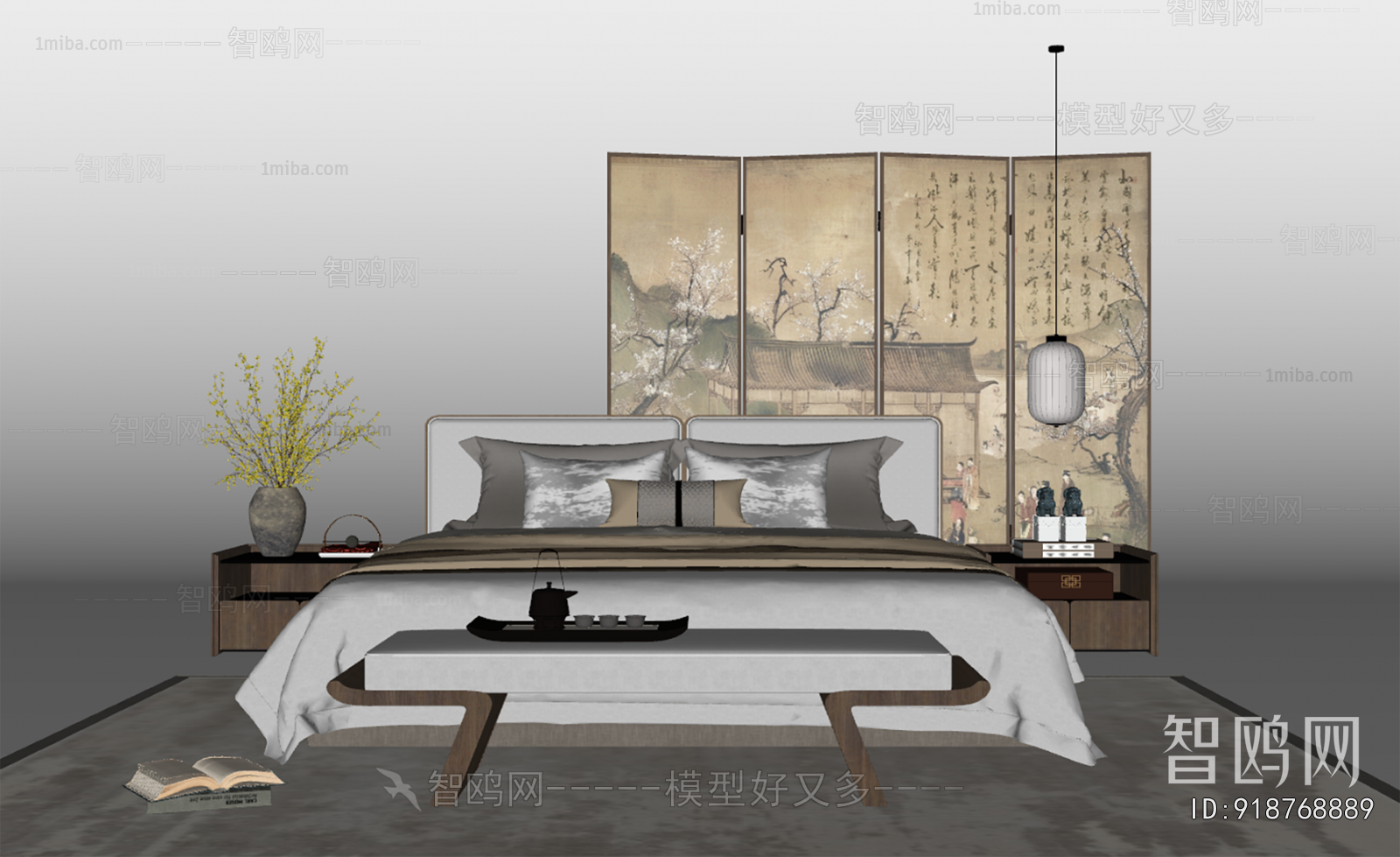 New Chinese Style Double Bed