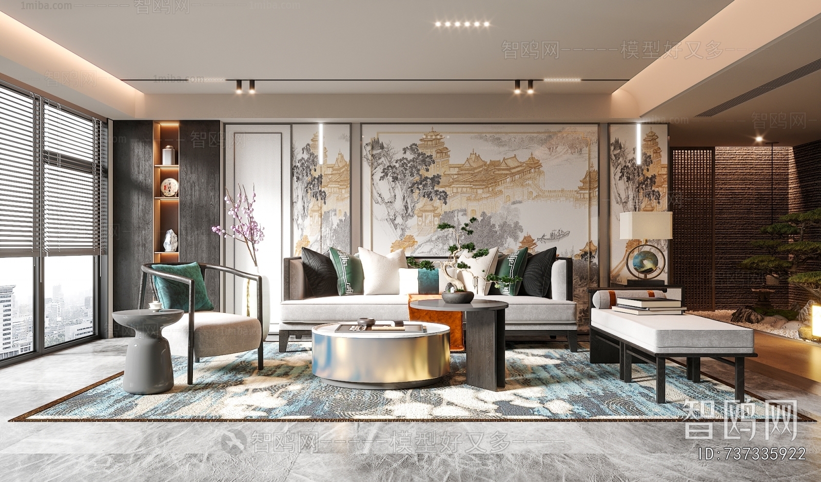 New Chinese Style A Living Room