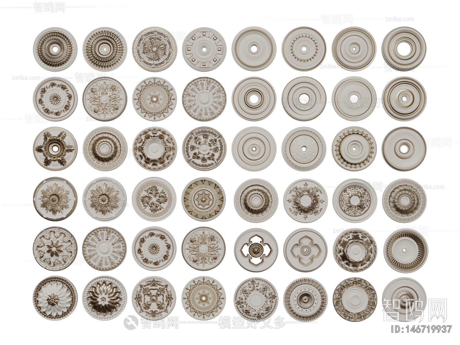 French Style Plaster Carved Top Plate