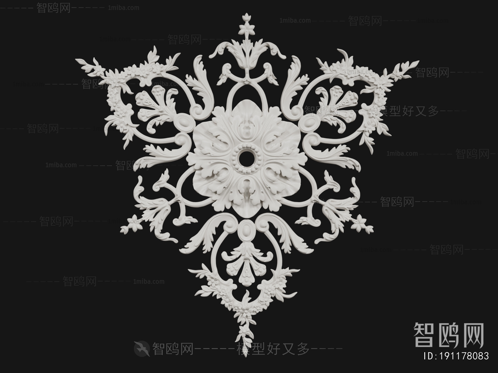 French Style Plaster Carved Top Plate