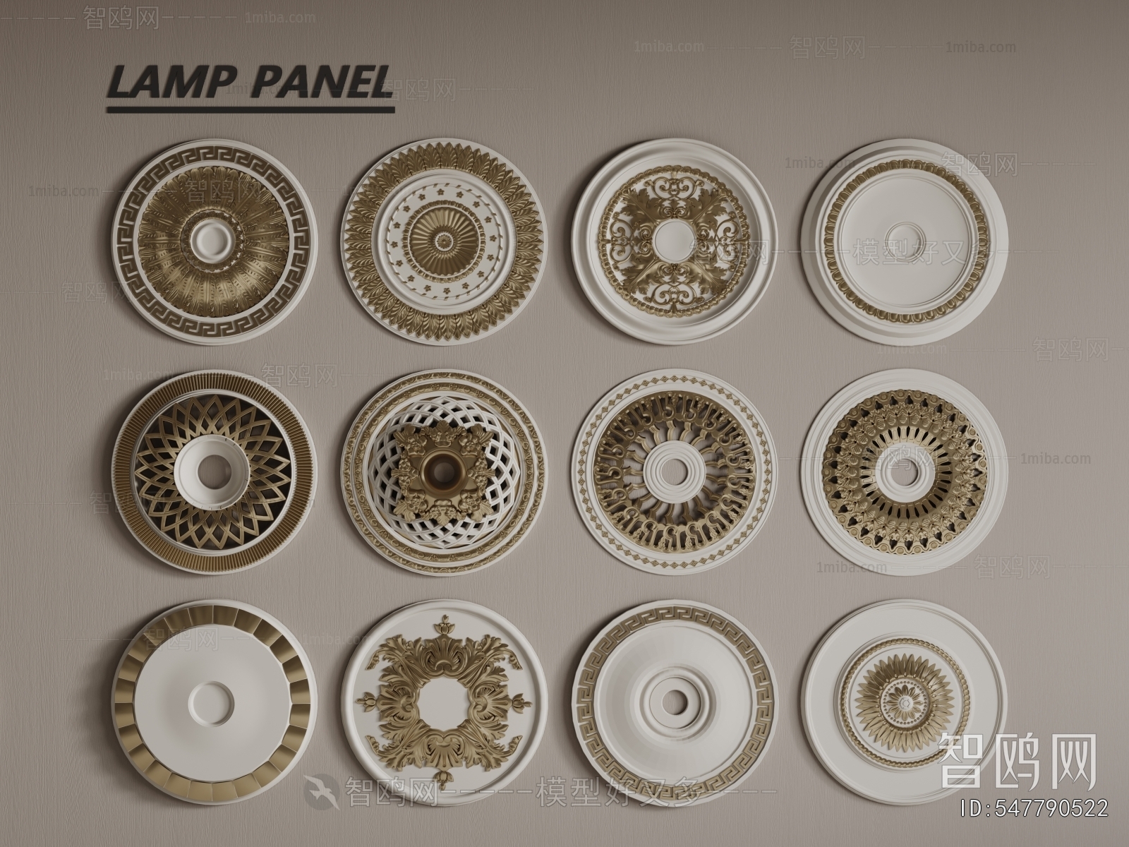 French Style Plaster Carved Top Plate