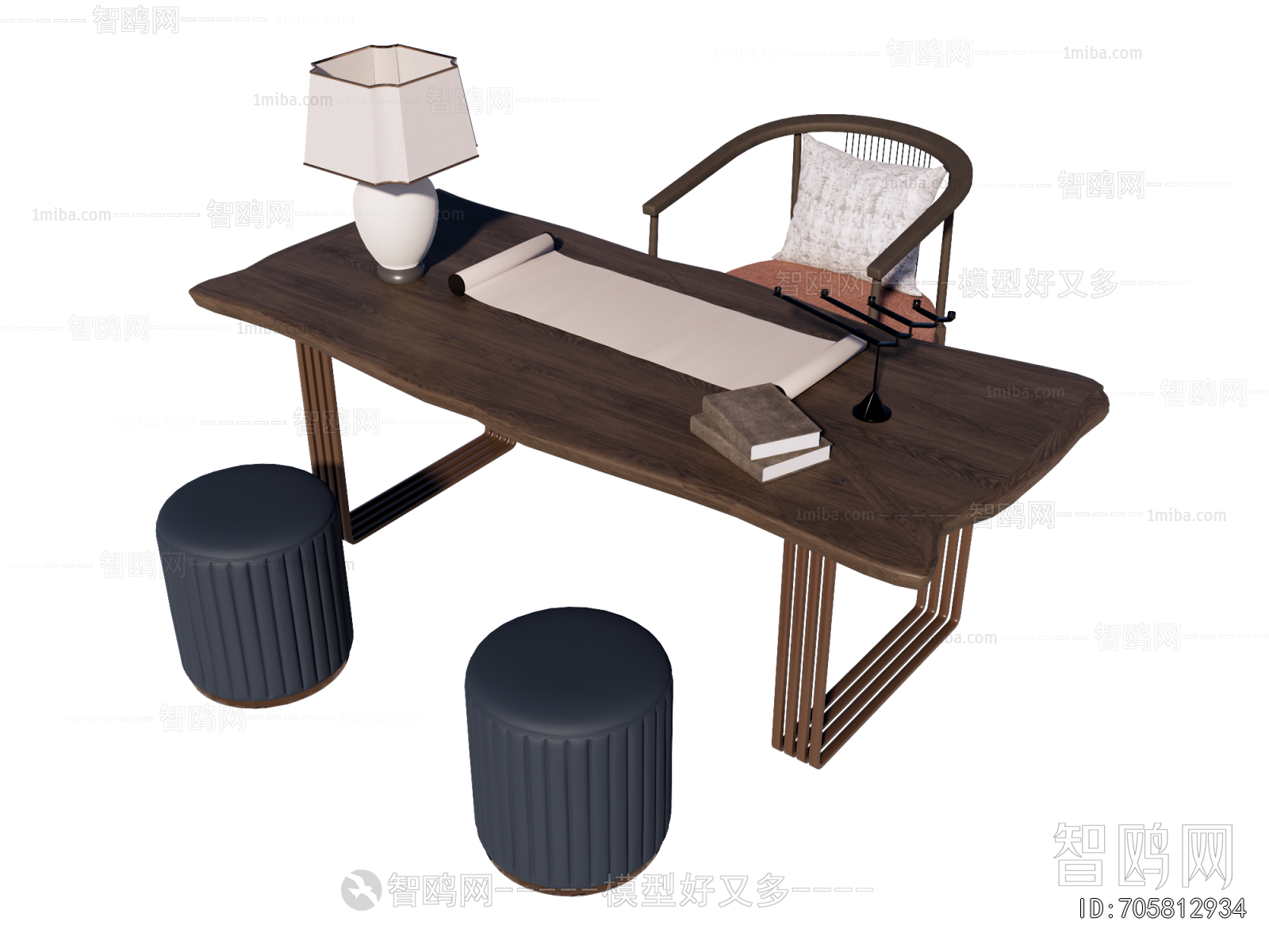 New Chinese Style Computer Desk And Chair