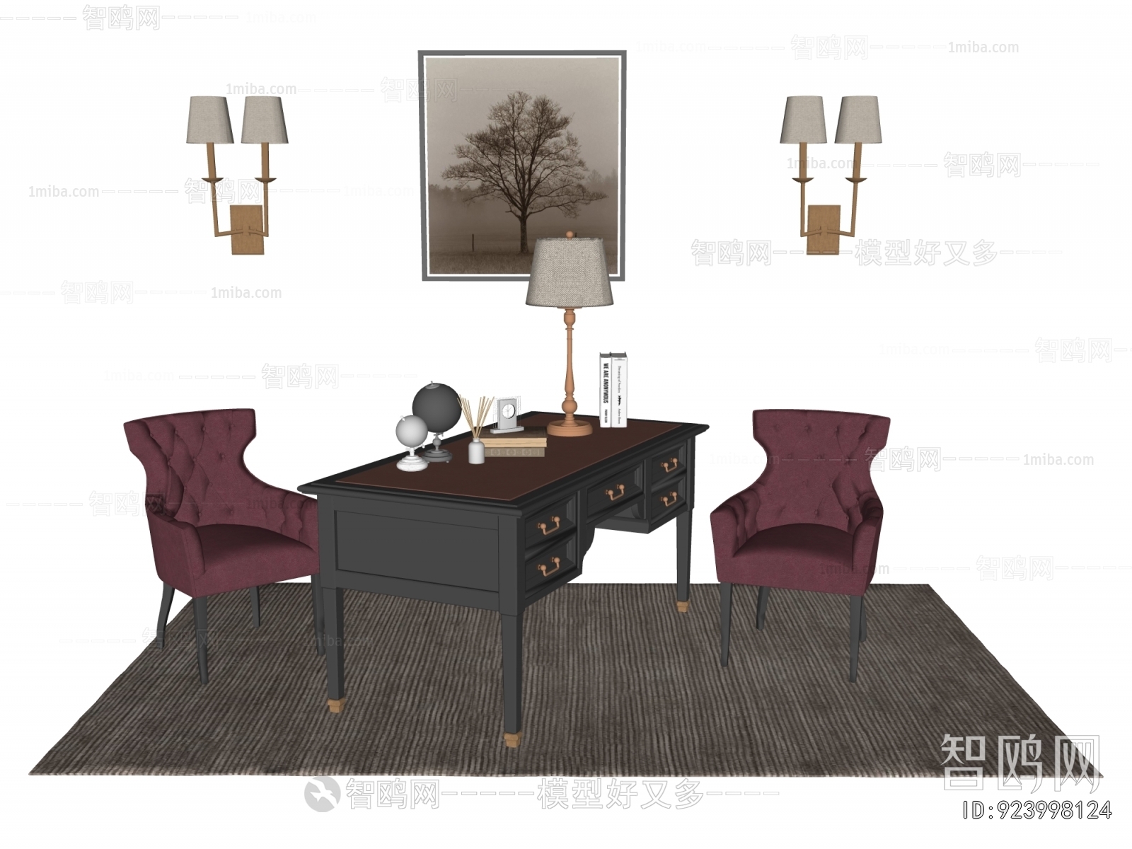 European Style Computer Desk And Chair