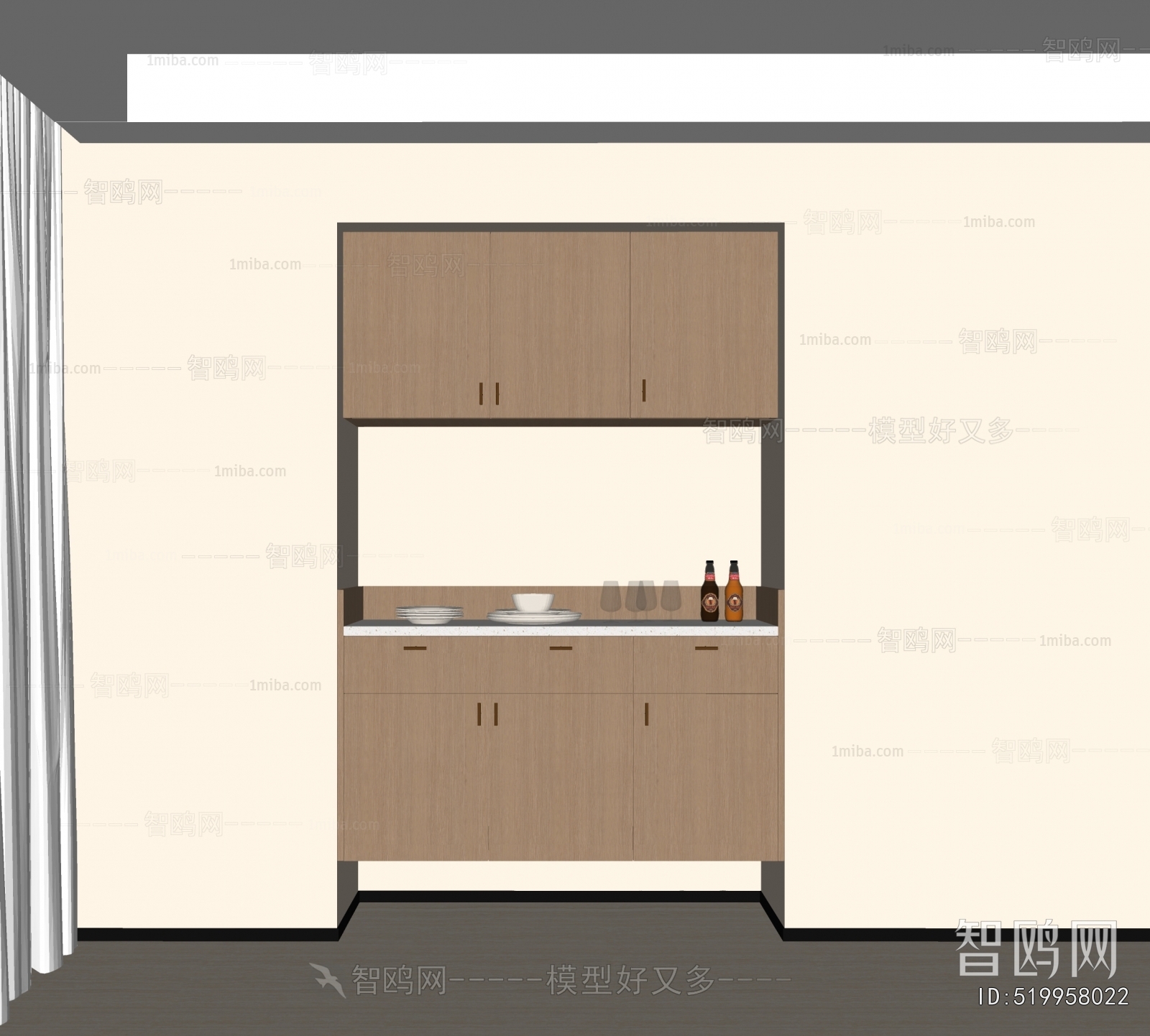现代奶油风餐边柜