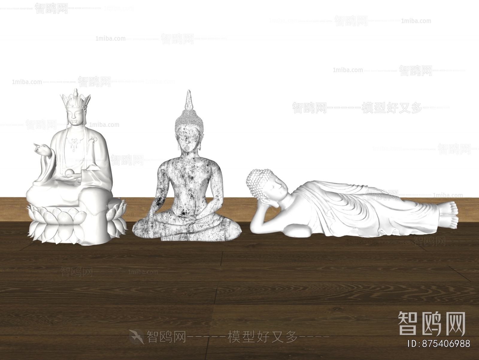 新中式佛像雕塑组合