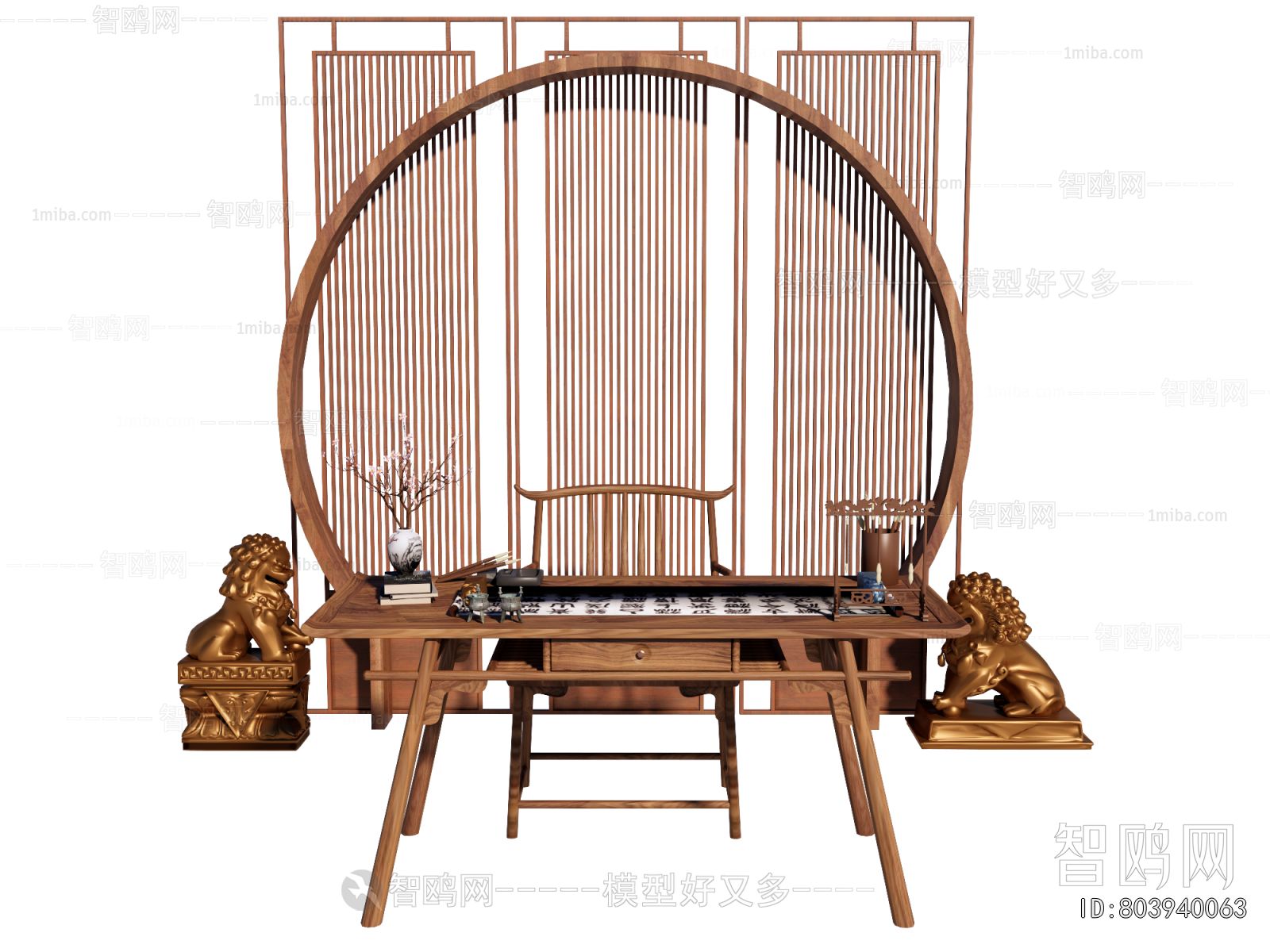 New Chinese Style Computer Desk And Chair