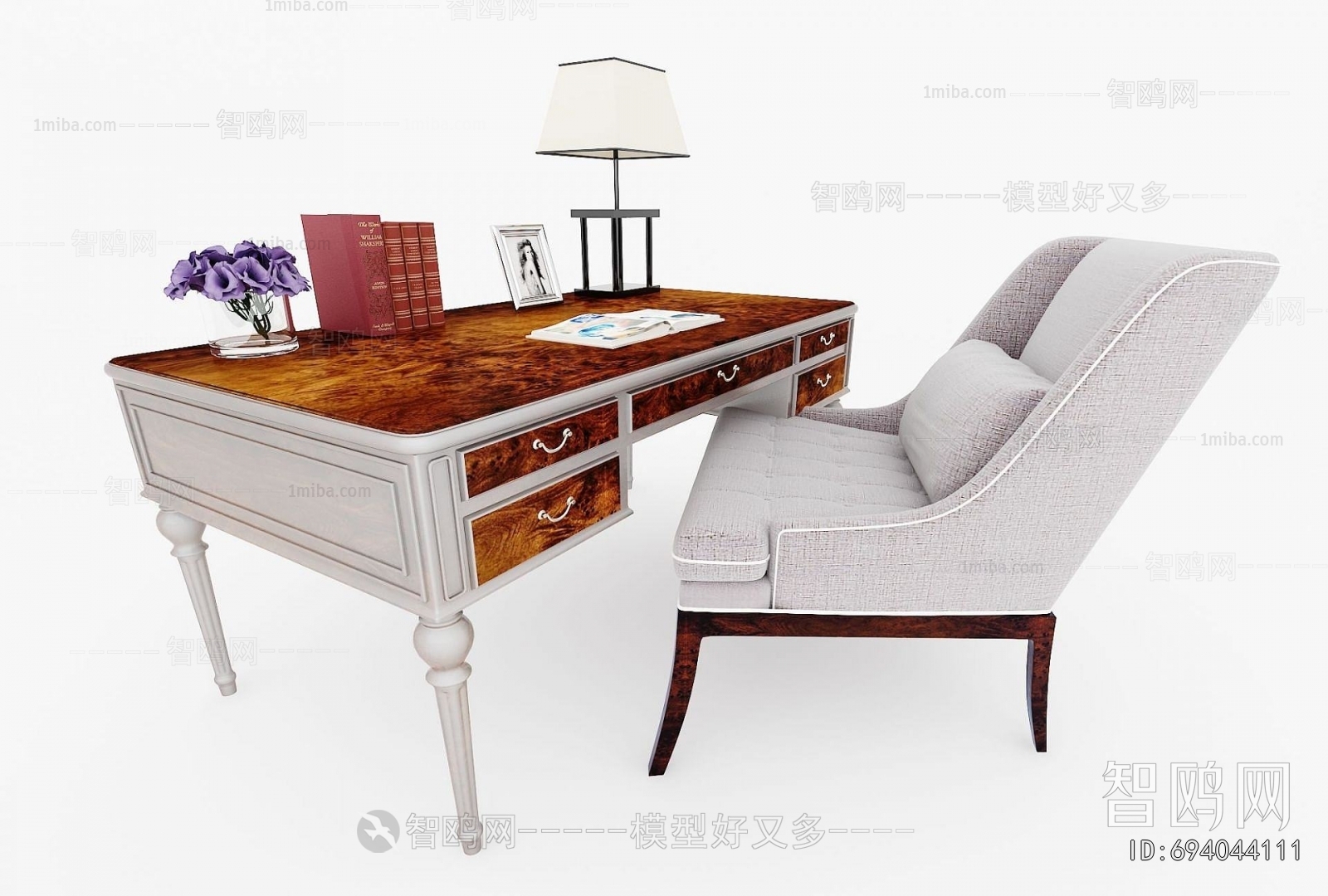 Simple European Style Computer Desk And Chair