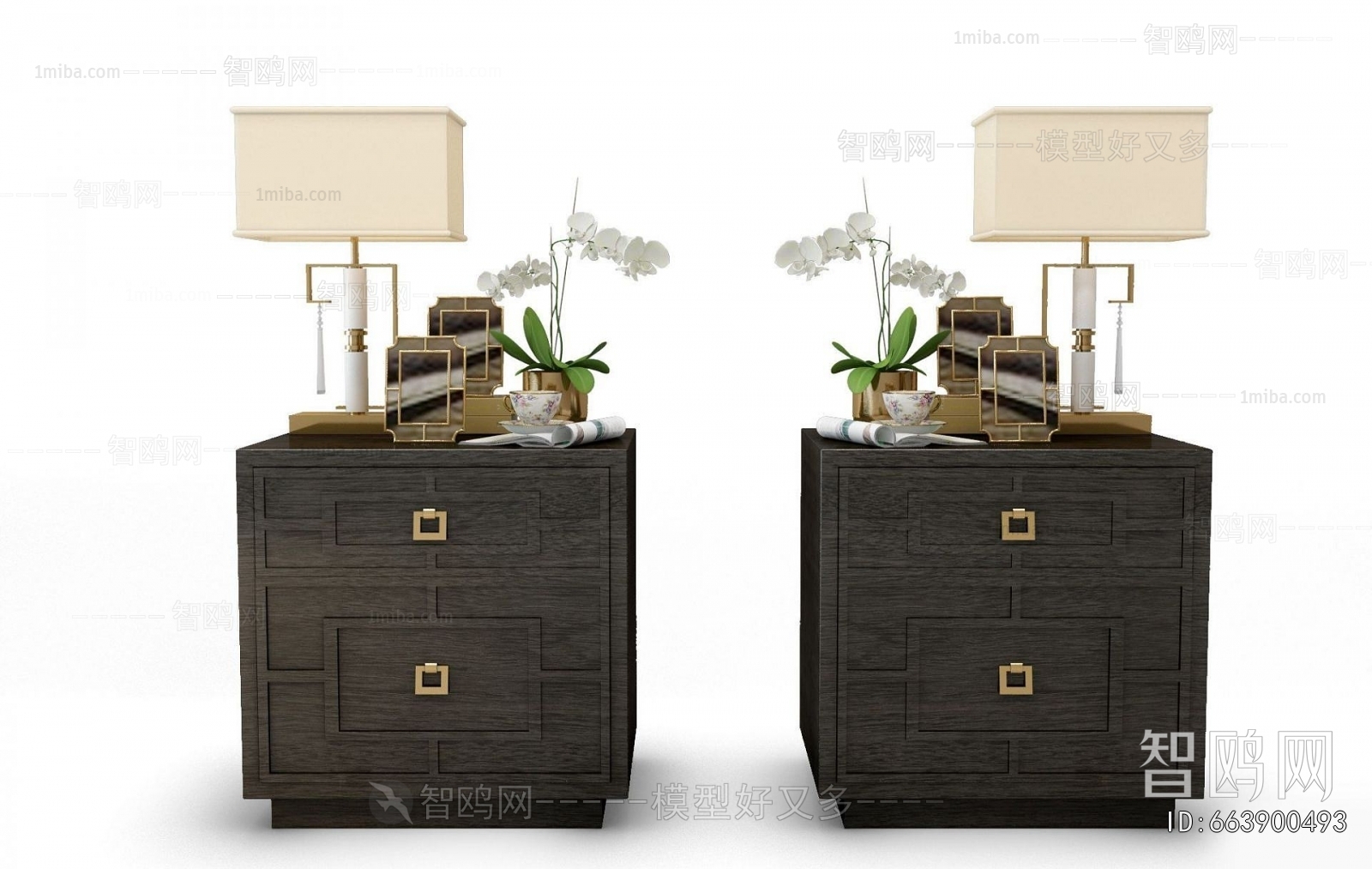 New Chinese Style Bedside Cupboard