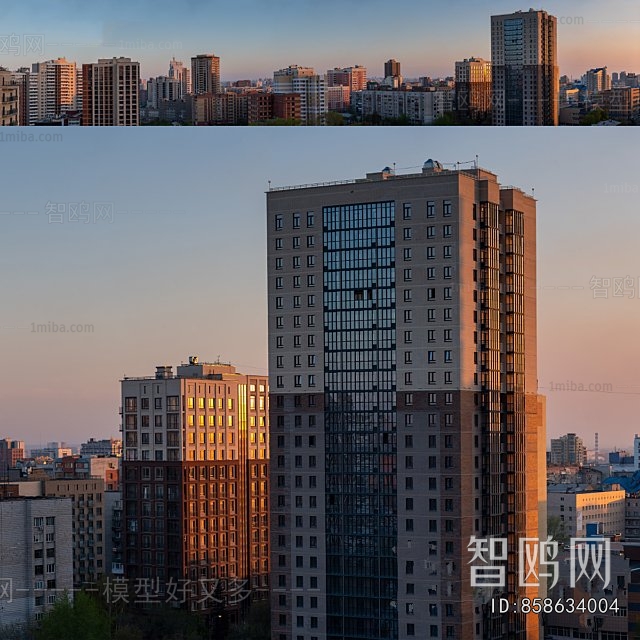 傍晚夕阳天空建筑外景