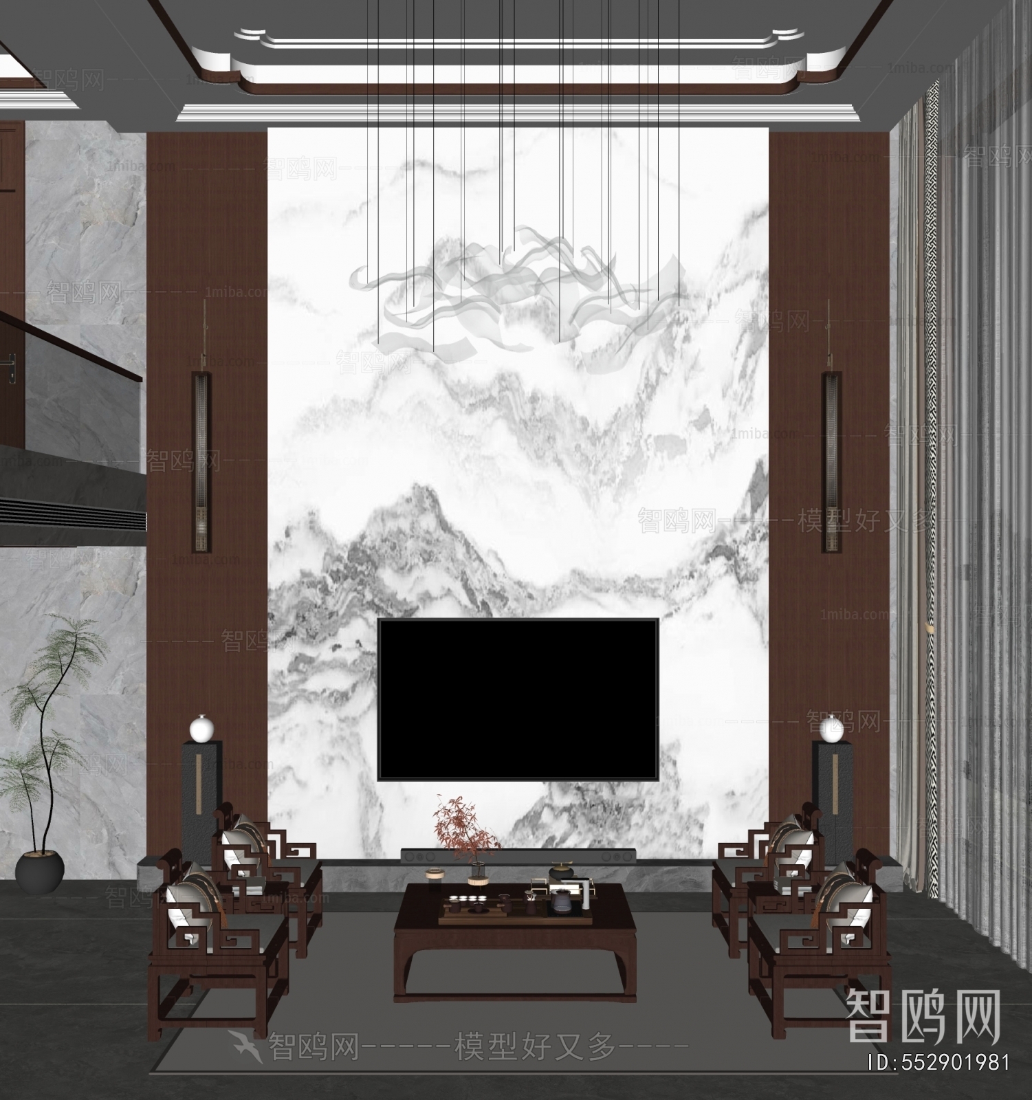 New Chinese Style A Living Room