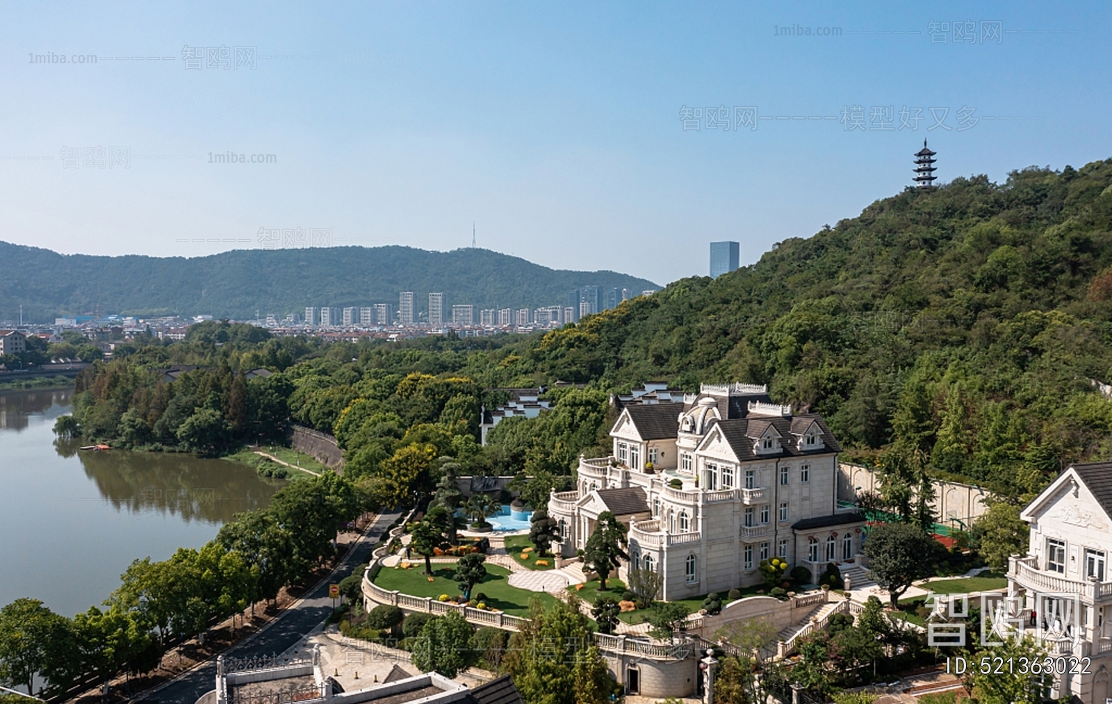 现代白天欧式建筑风景外景