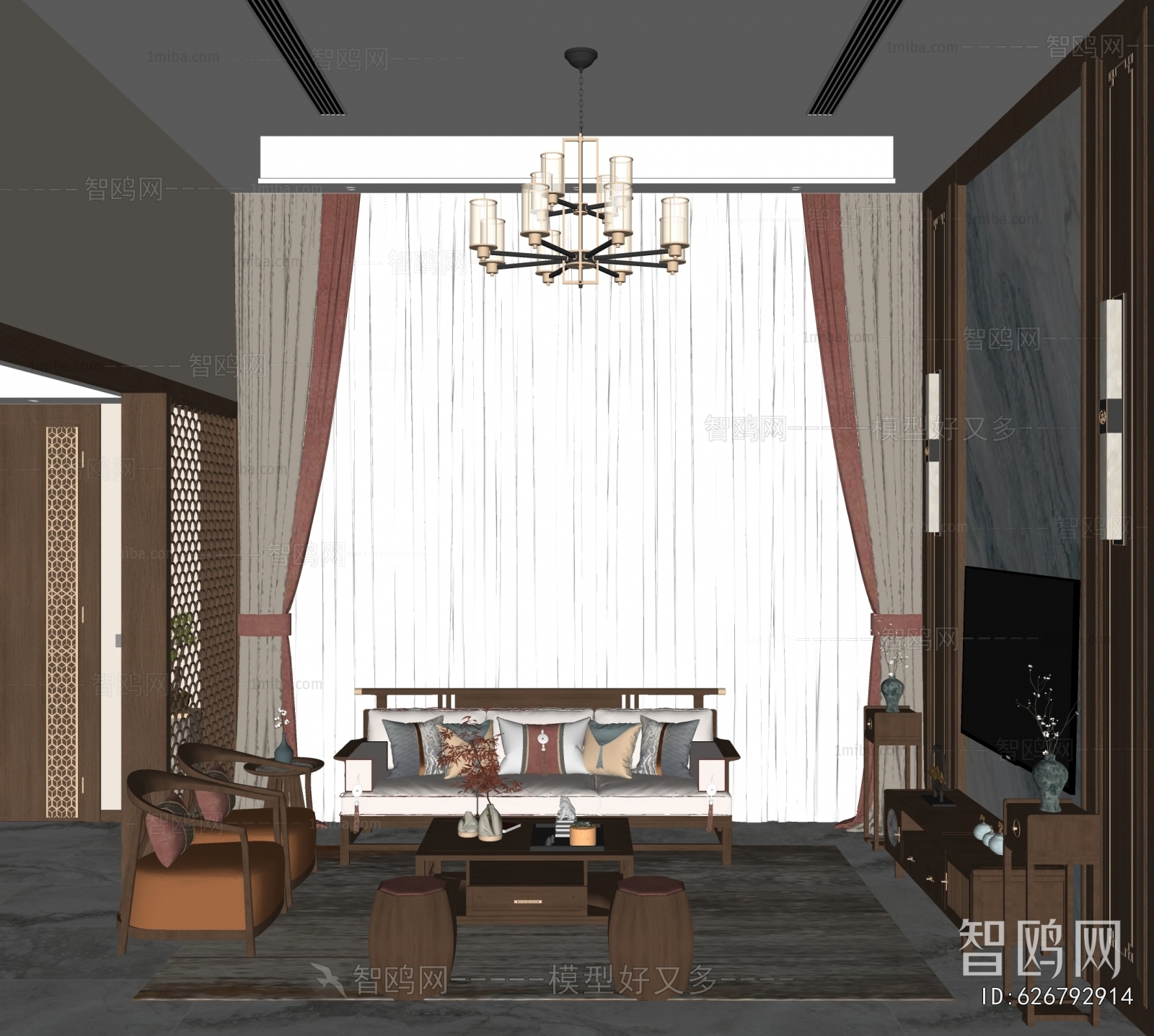 New Chinese Style A Living Room