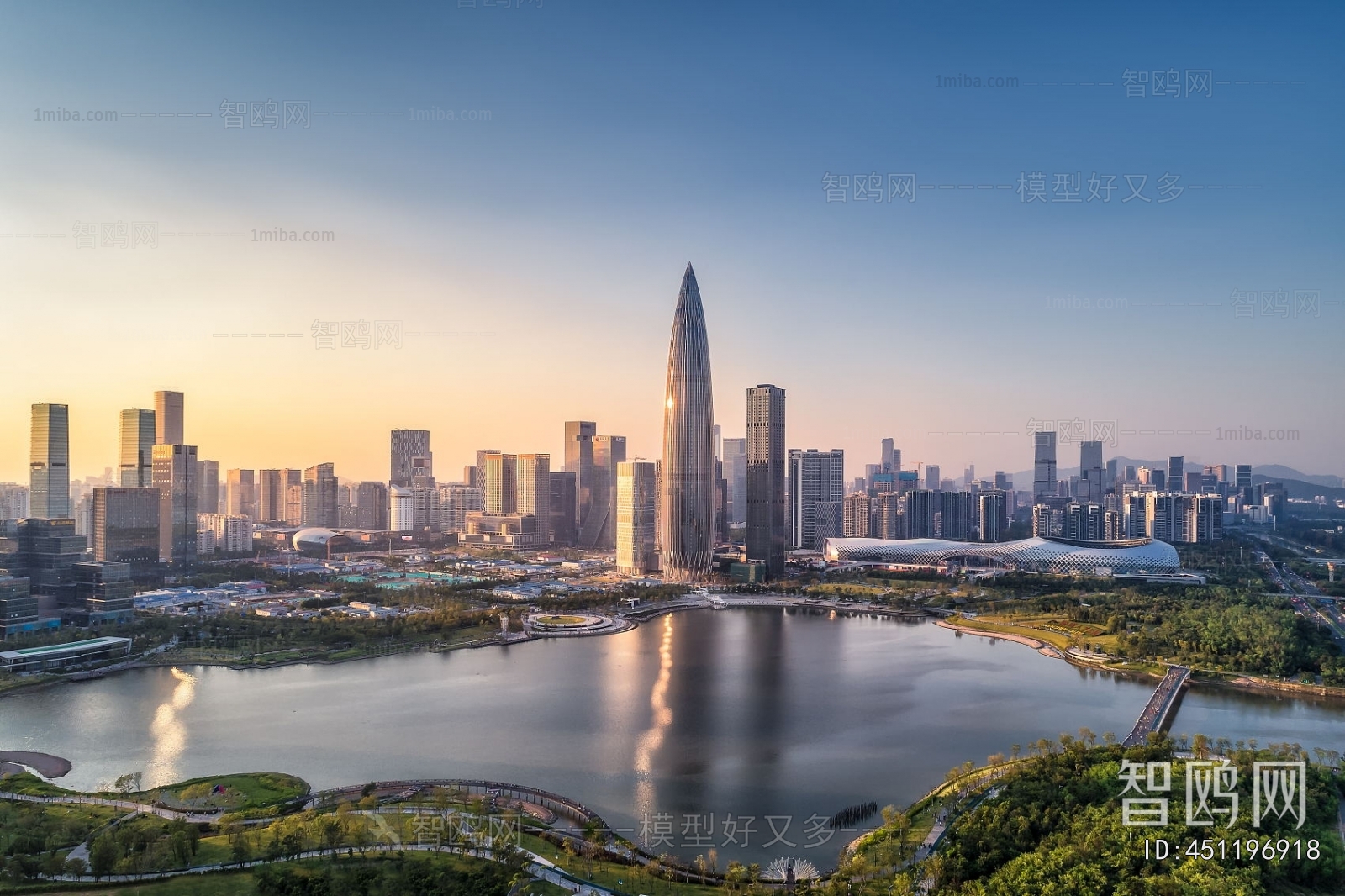 现代傍晚城市外景