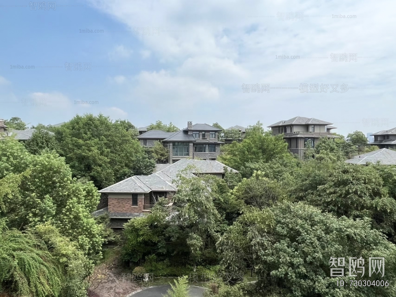 现代白天小区别墅外景