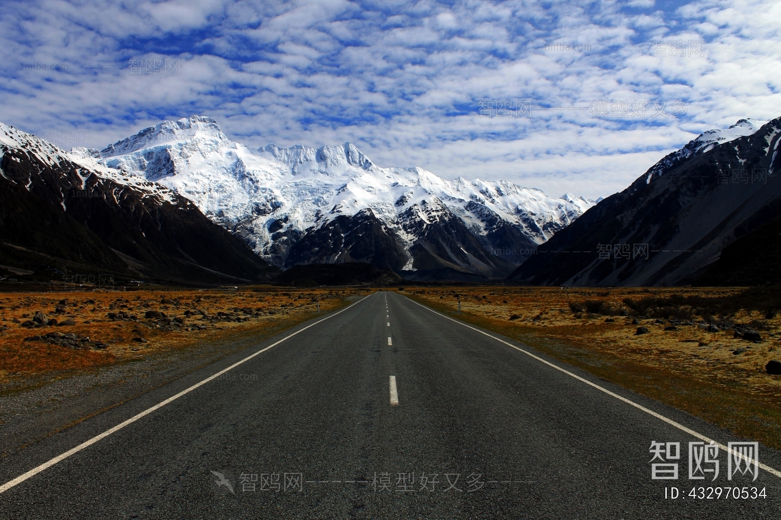 现代雪山道路风景
