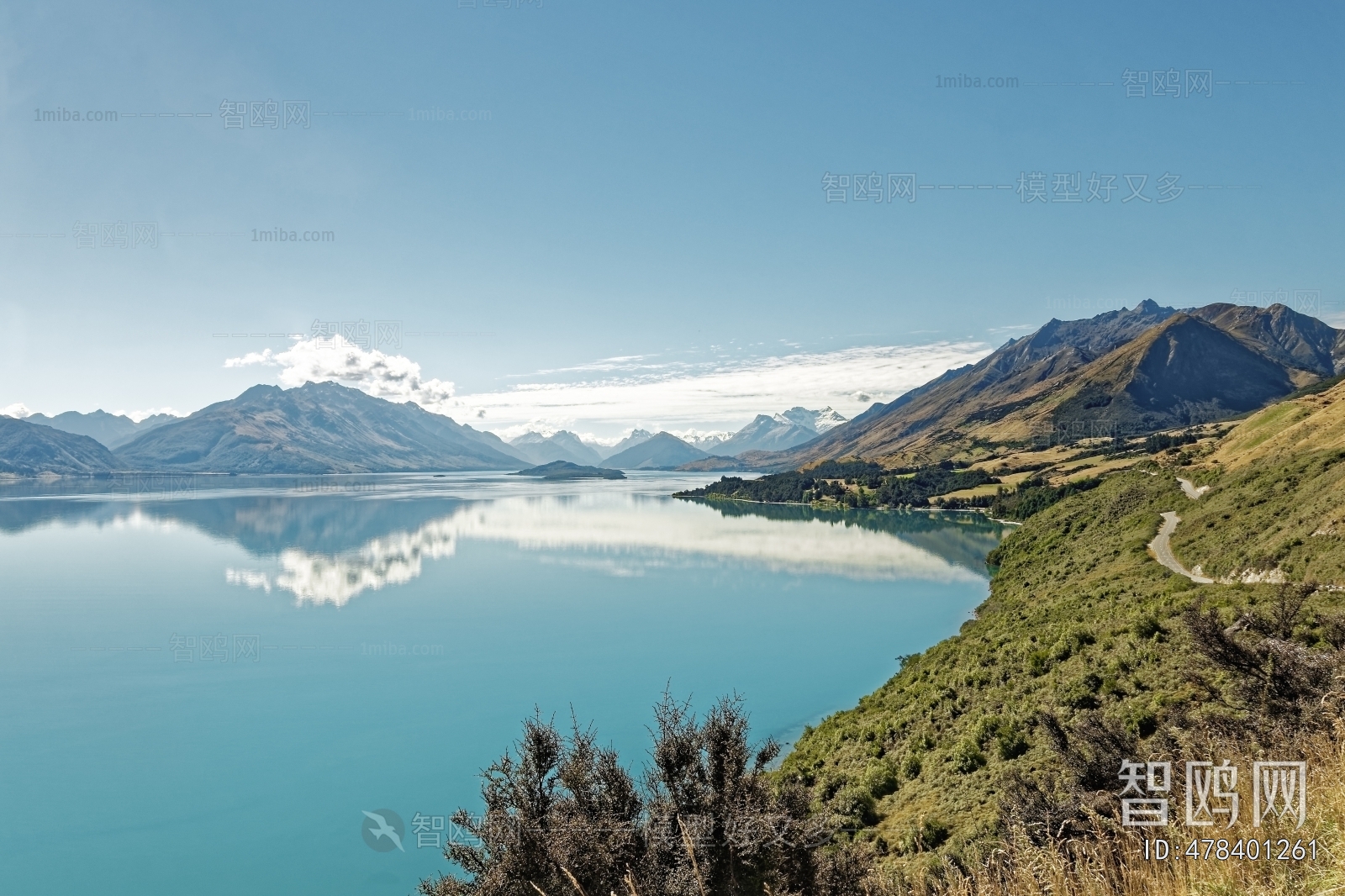 现代湖泊森林风景