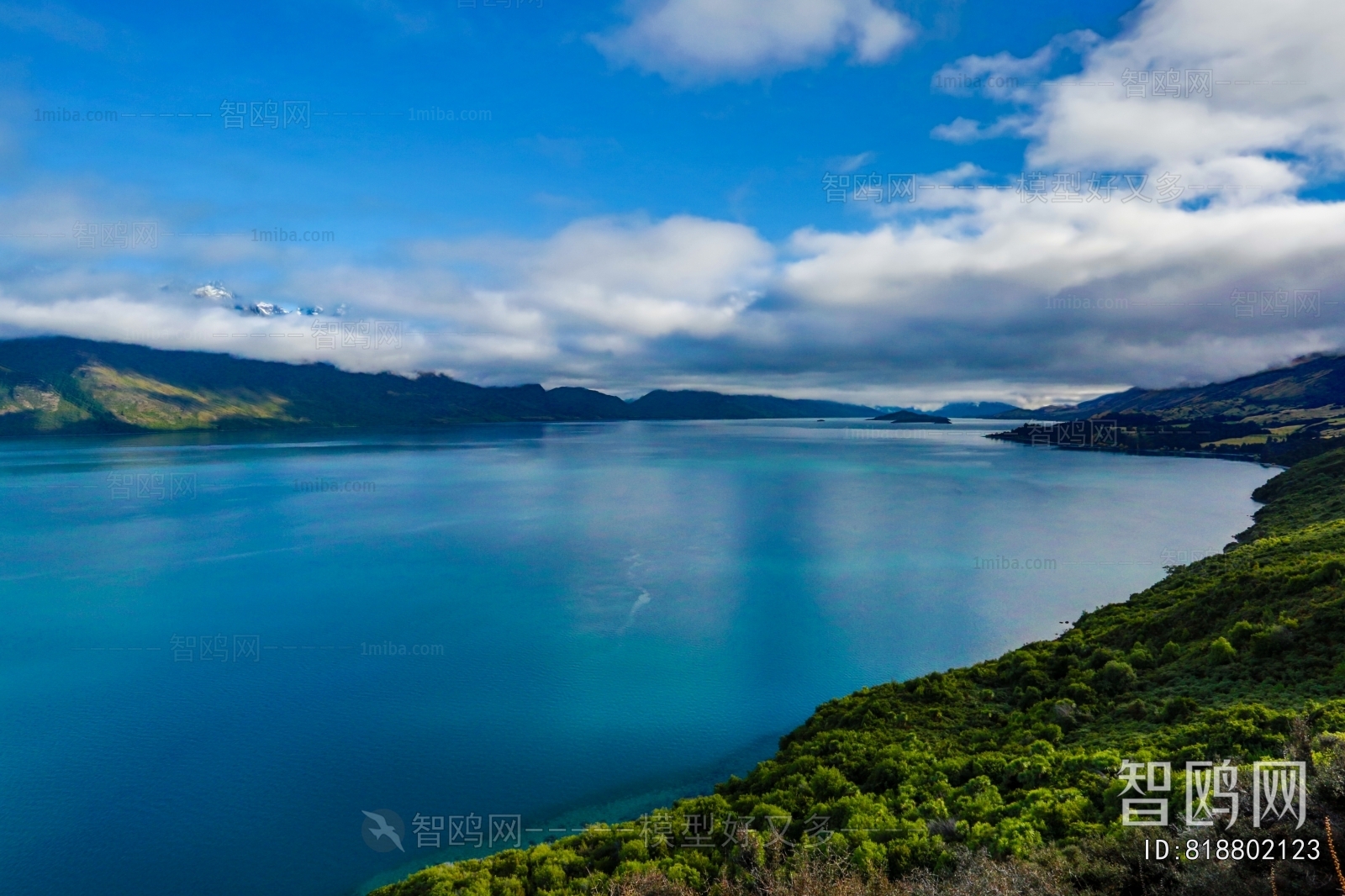 现代森林湖泊风景