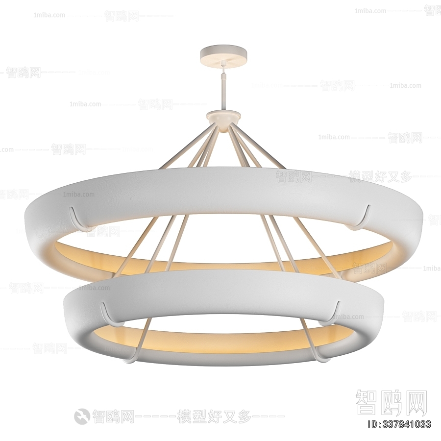 现代白色双层圆环吊灯