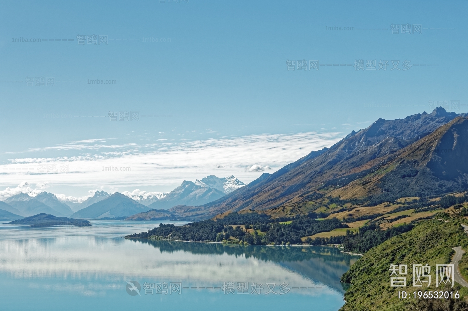 现代森林湖泊风景