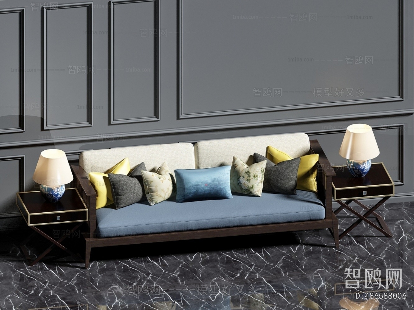 New Chinese Style Multi Person Sofa