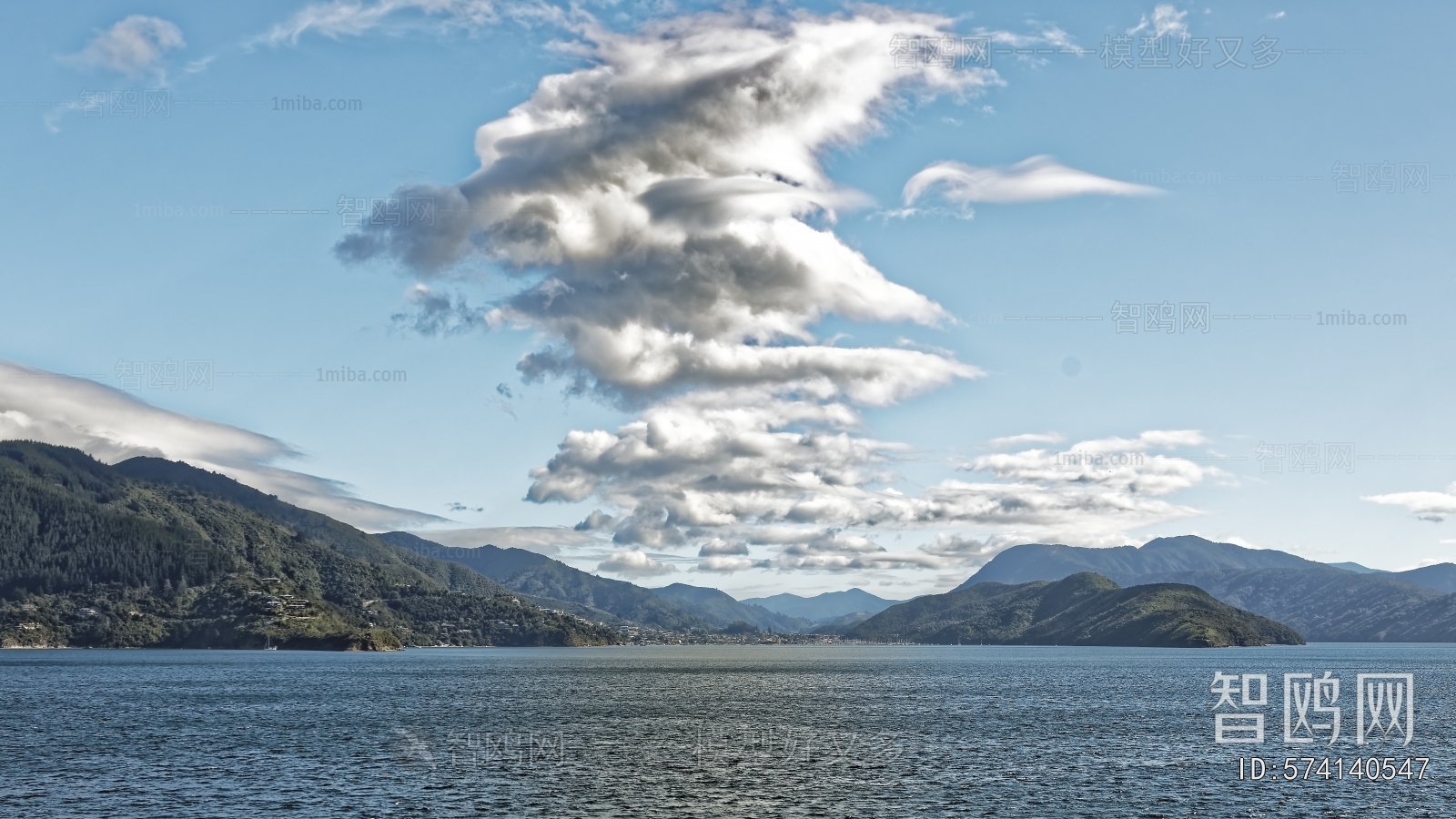 现代森林湖泊风景