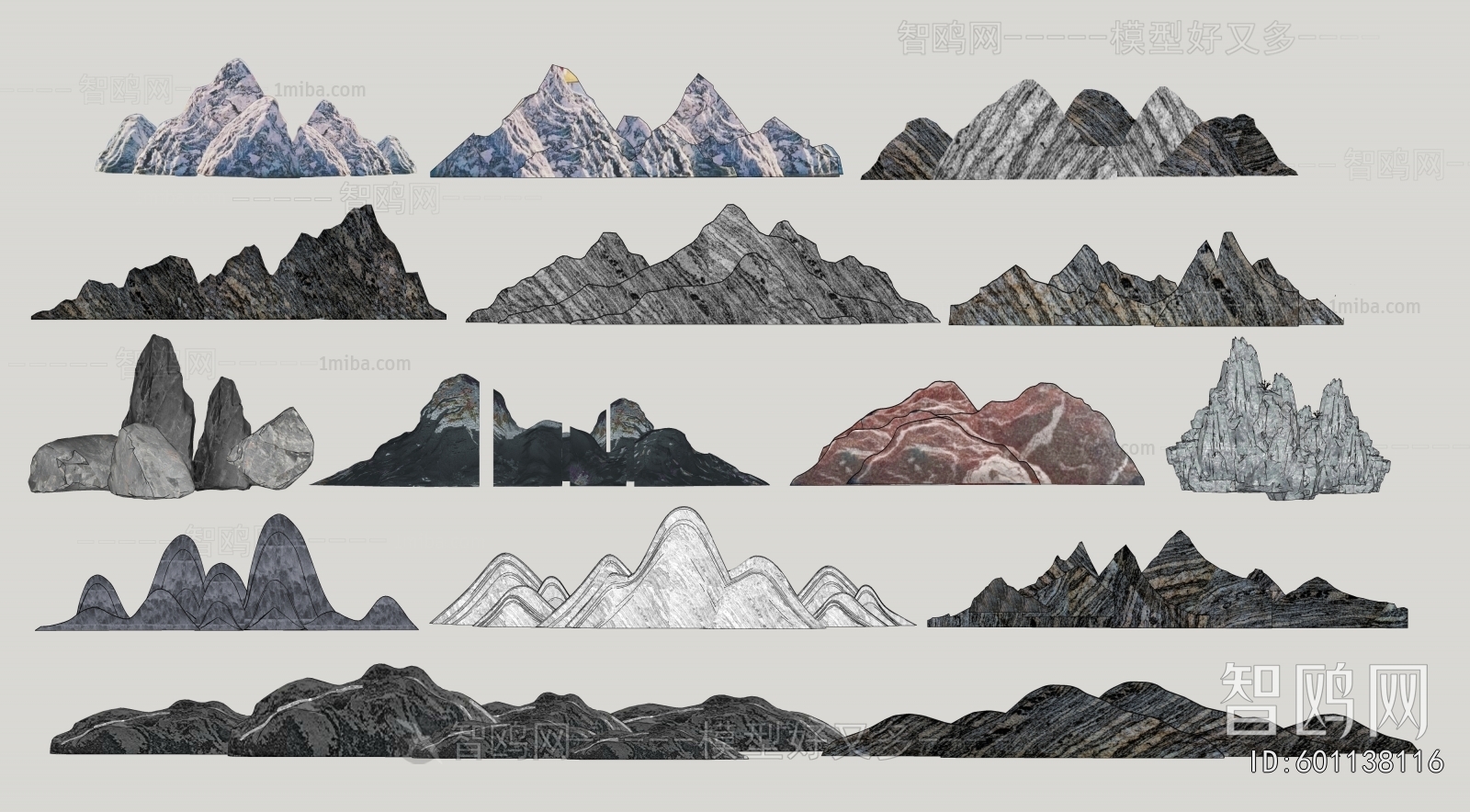 新中式雪浪石假山造型组合