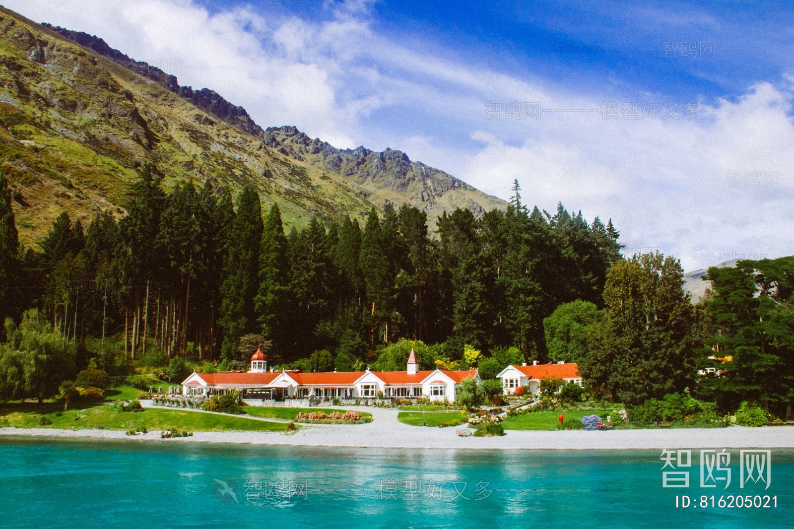 欧式别墅湖泊山水风景