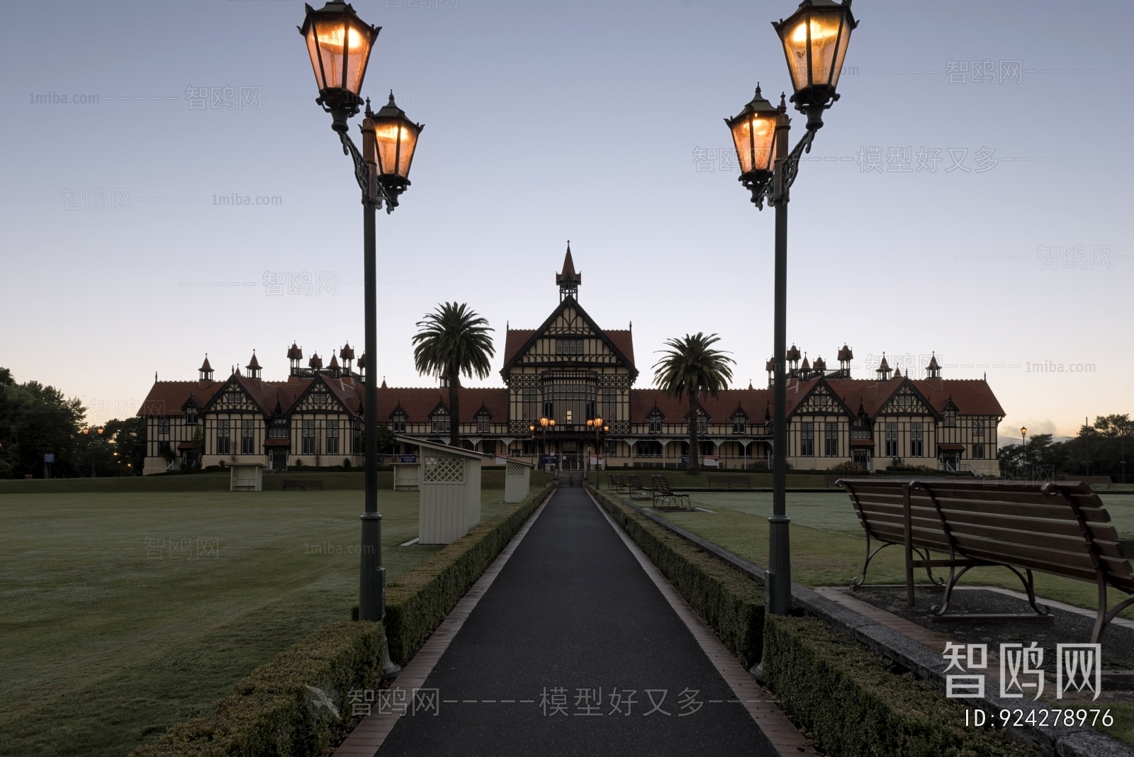欧式别墅庭院外景