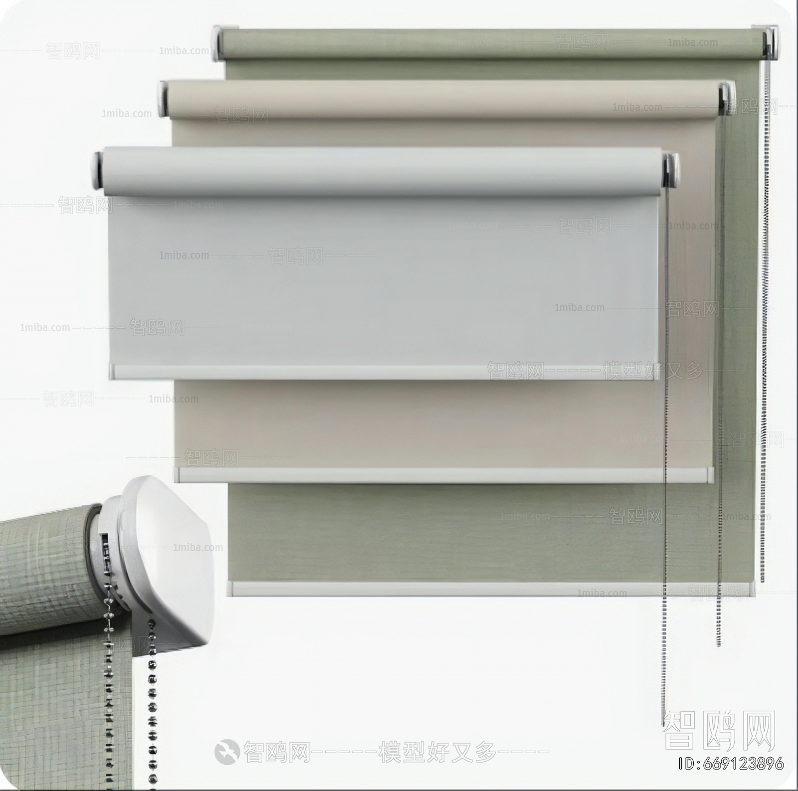 现代布艺卷帘组合