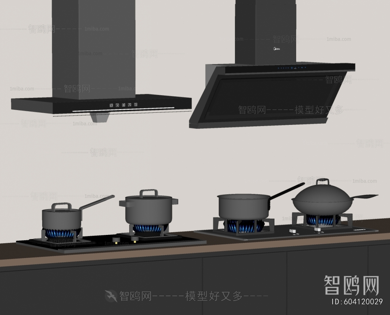 现代燃气灶油烟机组合