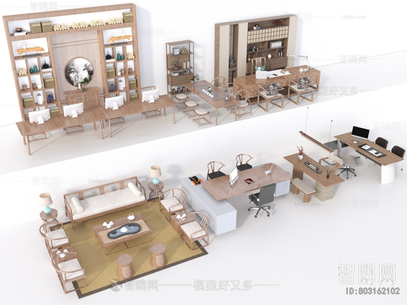 New Chinese Style Office Desk And Chair