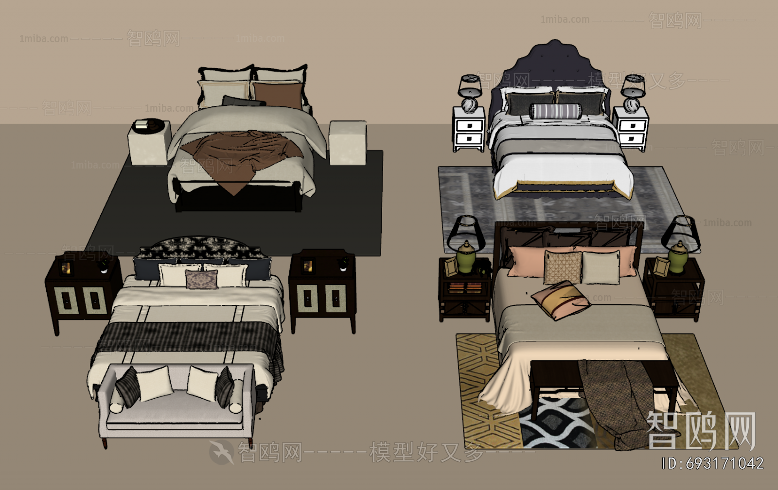 New Chinese Style Double Bed