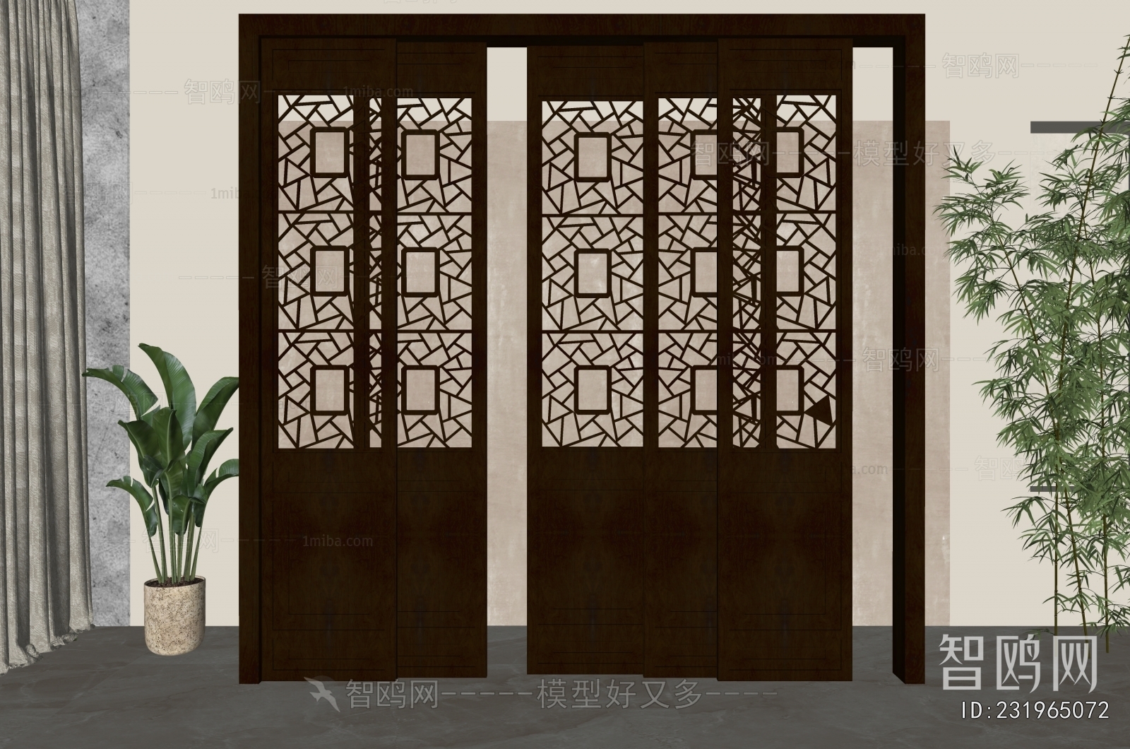 New Chinese Style Wooden Screen Partition