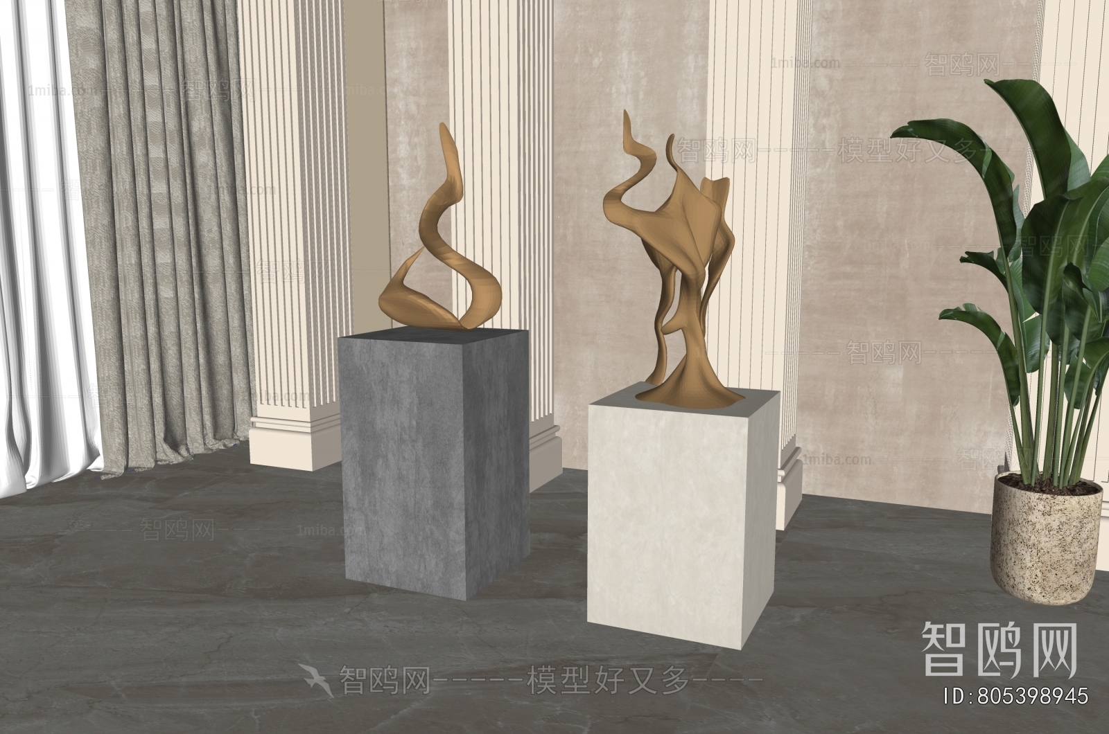 现代金属雕塑摆件组合