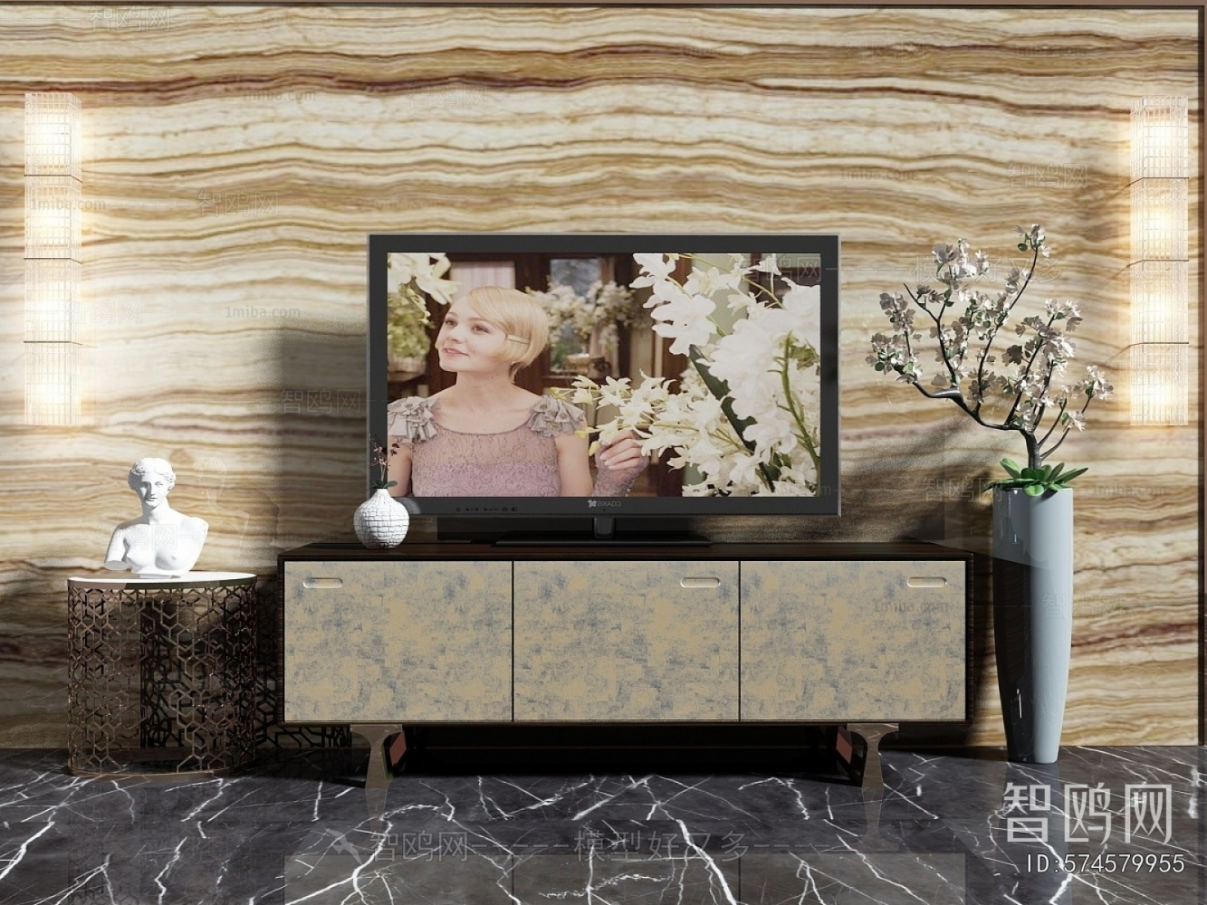 Simple European Style TV Cabinet