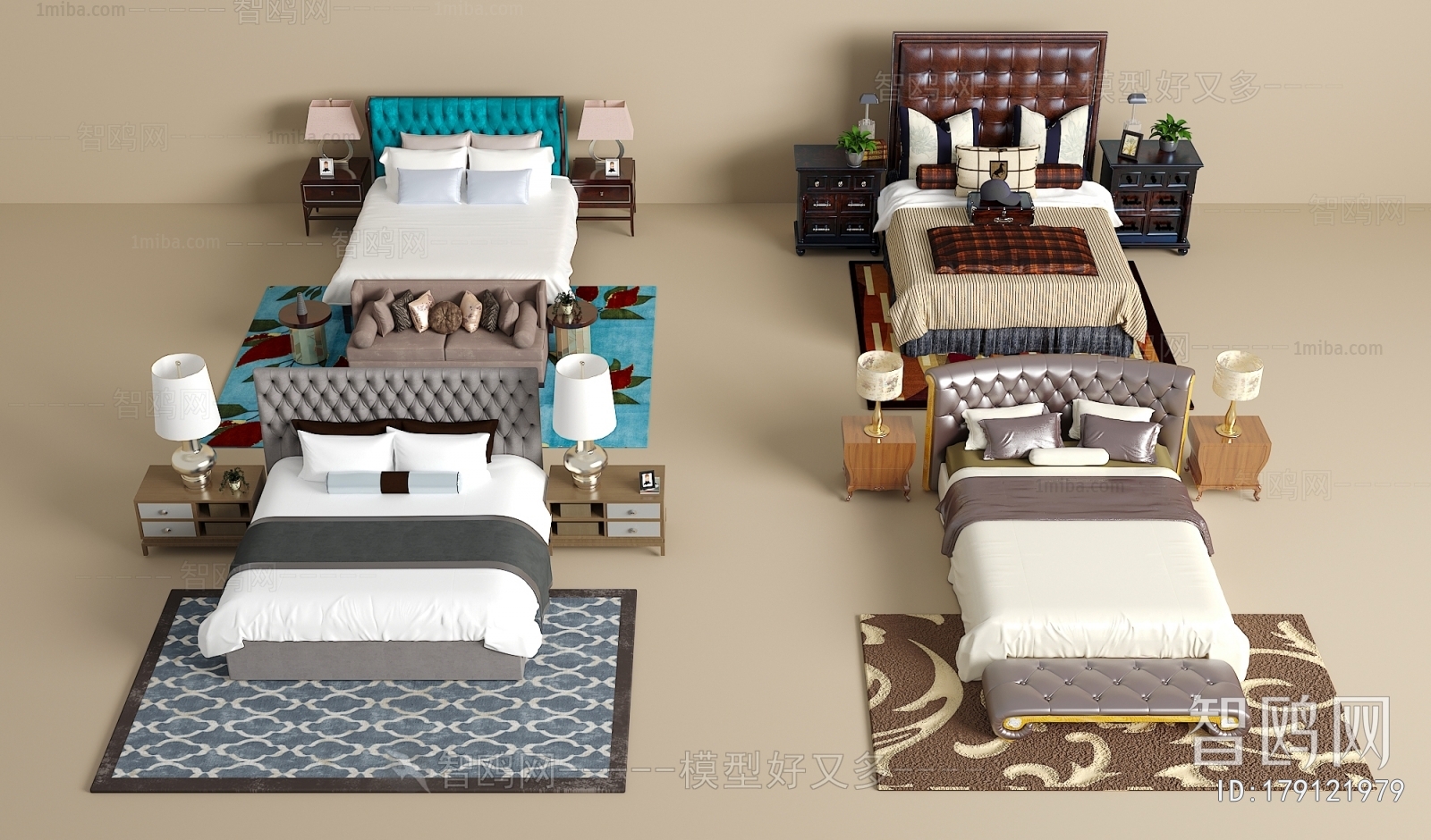 Simple European Style Double Bed