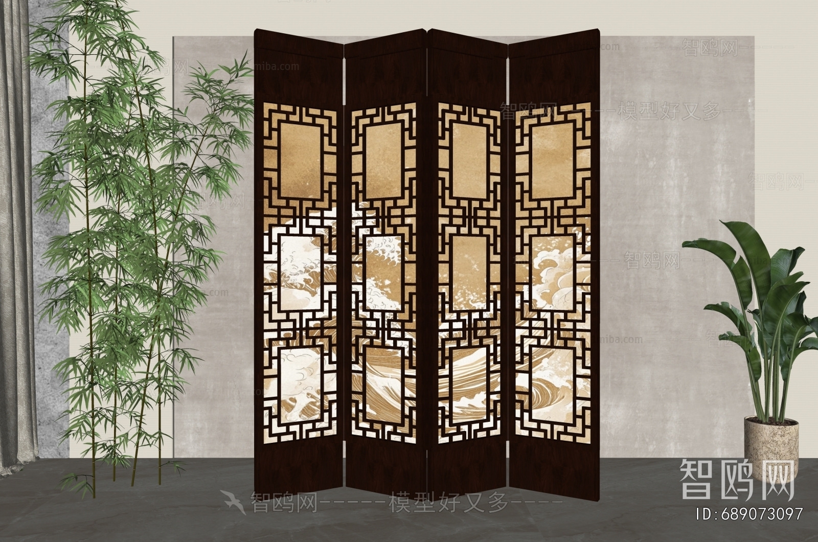 New Chinese Style Wooden Screen Partition