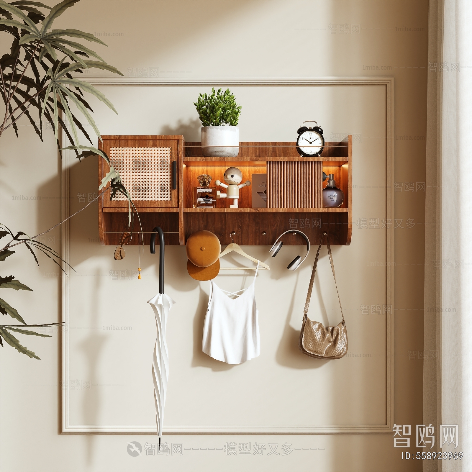 现代中古风壁挂衣架柜