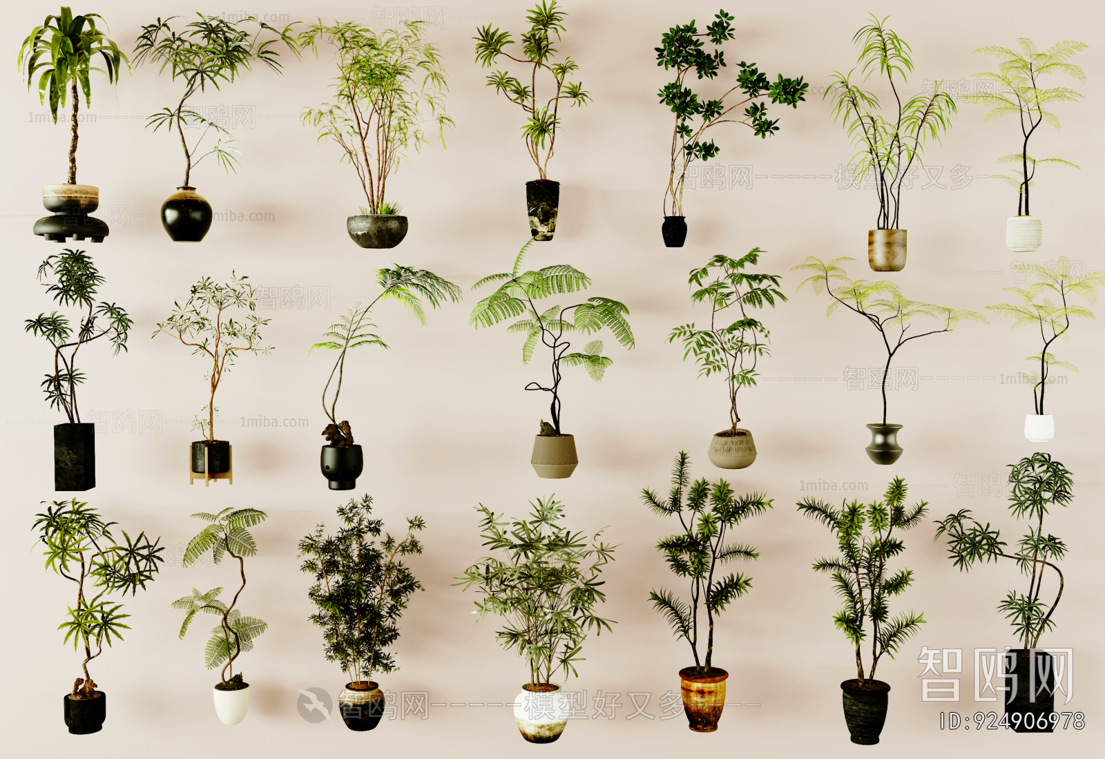 现代落地绿植盆栽组合